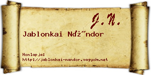 Jablonkai Nándor névjegykártya