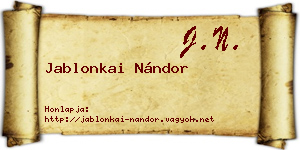 Jablonkai Nándor névjegykártya