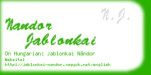 nandor jablonkai business card