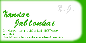 nandor jablonkai business card